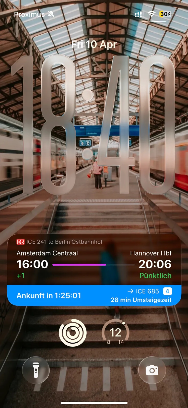 chuuchuu Live Activity auf dem Sperrbildschirm mit Live-Updates zur Zugreise