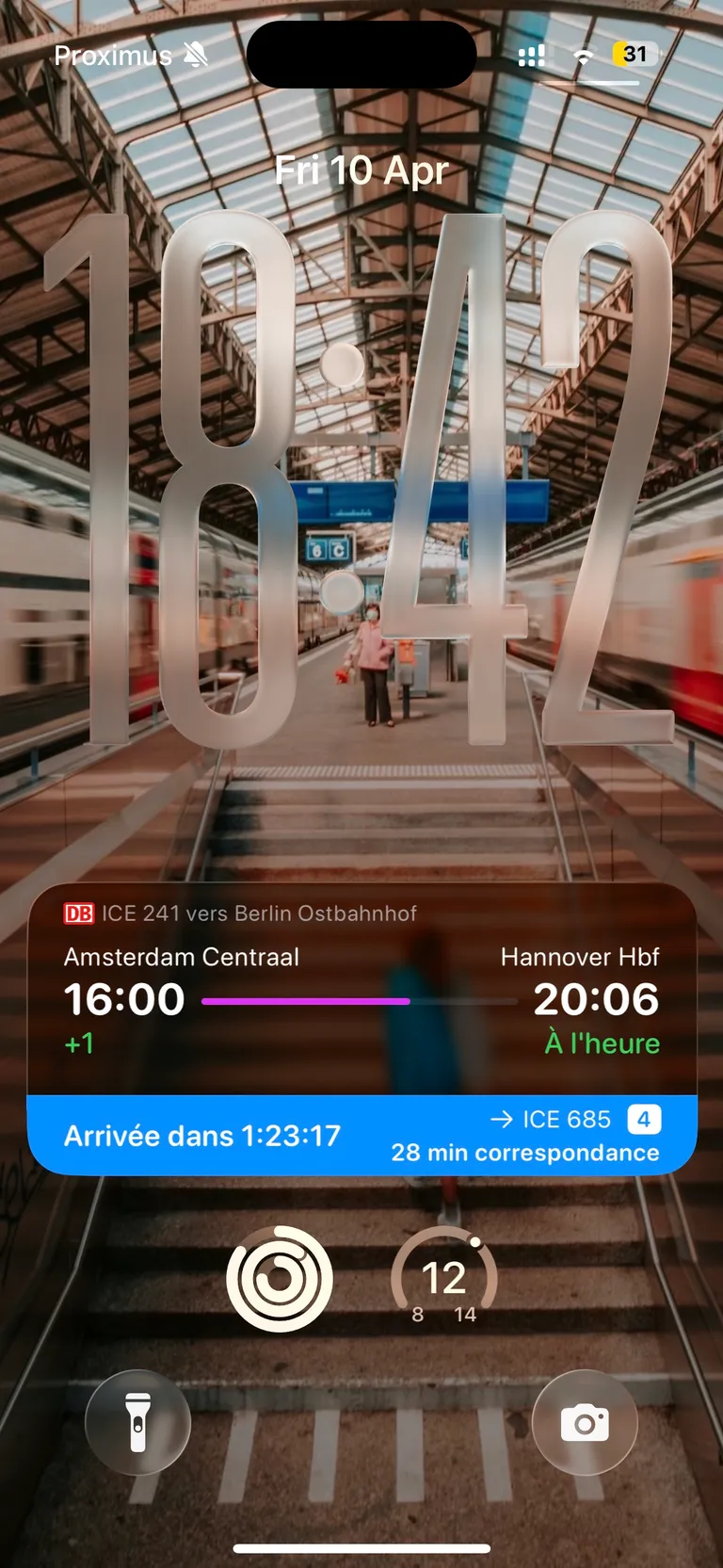 chuuchuu Live Activity sur l'écran de verrouillage avec le suivi du trajet en direct