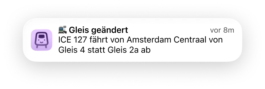 Echtzeit-Reisebenachrichtigungsbildschirm