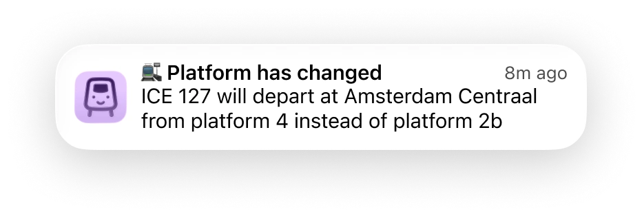 Real-time journey notification screen